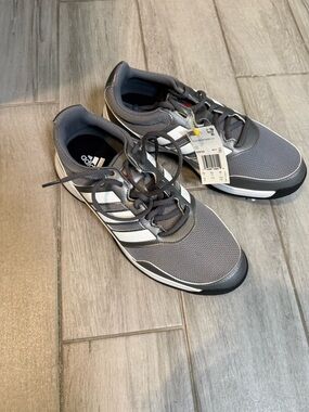 adidas Men’s Gray Athletic Sneakers with White Stripes
